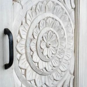 Carved Solid Wood Farmhouse Dining <b>Sideboard</b> Cabinet 6 Drawer <b>Storage</b> Console Freestanding Entryway Living Room Buffet 4 ft - Product Image 2