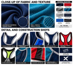 Débardeurs de sport pour hommes - Bleu marine, gris, rouge, noir et six autres couleurs - Fabricant de vêtements de sport et d'extérieur - Hauts sans manches - Product Image 4