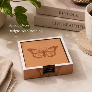 Enamel Printed Modern Square Bone & Resin Wood Tissue Box with 2 in Thickness Desktop Table Decorative Organizer Accessories - Product Image 1