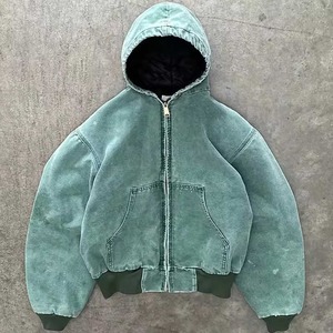 Unisex Green Hooded Padded Jacket Full Sleeve Zipper Closure Winter Wear Regular Fit Adults Solid Color Polyester Material - Product Image 2