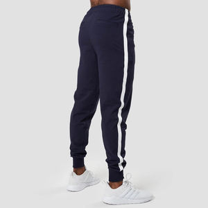 <b>Men's</b> <b>Navy</b> Cotton Sweatpants Side Stripe Elastic Waist Drawstring Casual <b>Joggers</b> Breathable Quick Dry Lightweight Winter Wear - Product Image 2