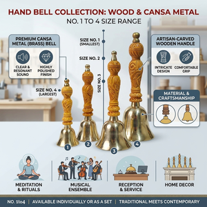 Campanas de Latón Grabadas a Mano con Asas de Madera, Color Personalizado, Decoración para el Hogar, Templo, OEM, Venta al por Mayor, Exportación desde India - Product Image 6