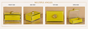Luxury Lemon Color Mirror <b>Glass</b> Decorative Storage Box Key <b>Knob</b> Premium Jewelry Vanity Organizer Boxes Home Decor Lacquer - Product Image 4