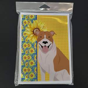 การ์ดเปล่า5x7ขนาด A7แปลกๆ8แพ็คบูลเทอร์เรียร์สีขาวมีสีแดงดอกทานตะวันฤดูร้อนพร้อมซองจดหมายเพื่อเป็นคำทักทาย - Product Image 3