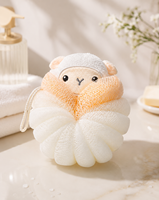 Éponge de bain en maille en forme de fleur, mignonne et simple, de haute qualité, exfoliante et douce pour les enfants