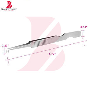 Juego de pinzas para injerto de pestañas, producto de moda, en color plateado, curvadas y anguladas para pestañas de volumen, para extensión de pestañas - Product Image 6