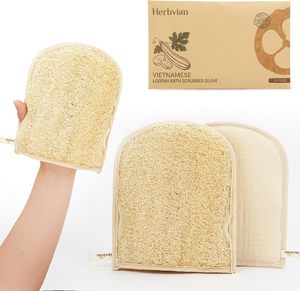 Natural Cellulose Loofah Shower Gloves Eco Friendly <b>Exfoliating</b> Bath Mitt for Deep Cleansing Healthy Skin and Daily Spa Routine - Product Image 3