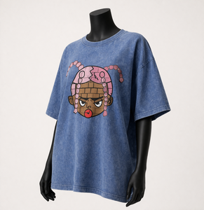 T-shirt graphique oversize pour femme en coton délavé, style vintage, imprimé dessin animé, coupe décontractée, streetwear, vente en gros - Product Image 4