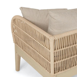 โซฟากลางแจ้งทันสมัย ขาไม้สัก ผสมผสานอะลูมิเนียมและเชือกถัก ผลิตโดยโรงงาน OEM สำหรับผู้ซื้อขายส่ง - Product Image 5