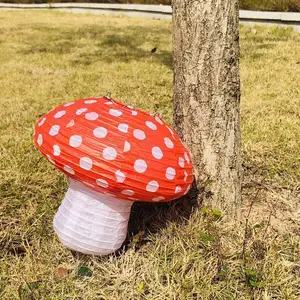 Linternas de Papel de Setas 3D, Decoración de Jardín, Fiesta de Cuento de Hadas, Bosque, Jungla, País DE LAS Maravillas, Suministros para Fiestas Temáticas, 8 Pulgadas, 1 Unidad