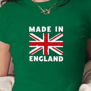 Camiseta corta de moda para mujer con bandera MADE IN ENGLAND - Product Image 1