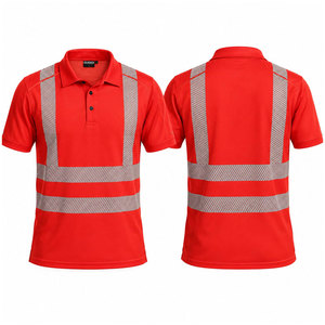 Unisex Red Short Sleeve Hi <b>Vis</b> Reflective Polo <b>Shirt</b> <b>High</b> Visibility Safety Workwear Polo <b>Shirt</b> - Product Image 1