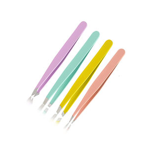 Ensemble de pinces à épiler pour extensions de sourcils personnalisées, pinces à épiler à pointe inclinée multicolores avec étui en cuir - Product Image 1