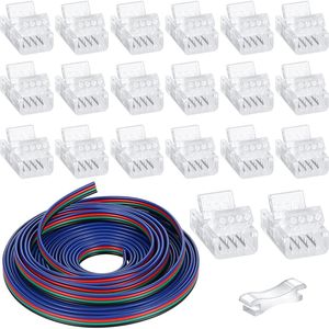 Connettori LED a 4 pin da 10 mm senza saldatura, trasparenti, per illuminazione a binario, 20 pezzi, per strisce LED 5050 da 5 metri - Product Image 1