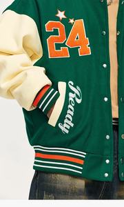 Veste universitaire de haute qualité pour hommes broderie en chenille personnalisée manches en cuir veste universitaire Baseball Letterman veste en cuir pour hommes - Product Image 5