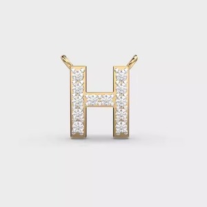 Custom Gold Initial Pendant with Diamond Alphabet Letter H <b>Charm</b> Gift Jewelry for Women - Product Image 5