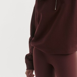 Best Quality Winter Women's Half Zip Oversized <b>Stand</b> Collar Sweatshirts <b>Drop</b> Shoulder Loose Fit Women's Custom Sweatshirts Wear - Product Image 5