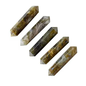 Labradorite naturelle à double terminaison, pointe crayon, 45-50mm, polie, hexagonale, pour pendentif en pierre précieuse DIY, vente en gros - Product Image 4