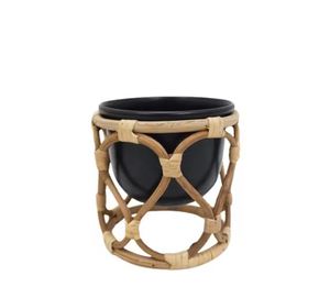 Macetas Redondas de Hierro con Recubrimiento en Polvo Negro Mate y Color Natural, Estilo Moderno, Macetas y Jardineras al por Mayor - Product Image 1