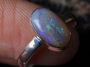 Australian Solid Opal Gemstone Ring-Silver Wedding Band-Classic Style-<b>7</b> US Size Handmade Jewelry Gift for Her - Product Image 4