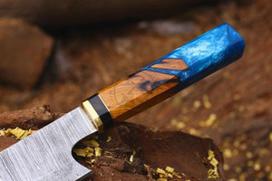 Nuevo Diseño, Cuchillo de Chef Hecho a Mano, Estilo Japonés, Acero de Damasco al Carbono, Hoja Afilada de 8 Pulgadas, Ambidiestro, Madera de Olivo - Product Image 3