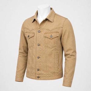 Camisa de Mezclilla Color Bronceado para Hombre, Corte Entallado, Cuello Clásico, Estilo Workwear, Tejido de Algodón, Otoño, Casual, Manga Regular - Product Image 6