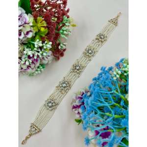 Divya Moissanite Sheesh Patti Indian Ethnic <b>Artificial</b> <b>Jewellery</b> in Brass for Casual Style - Product Image 3