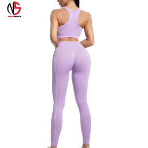 OEM Services Latest Style <b>Women</b> Yoga Set High Quality Solid Elastic Waist Custom Design 2 Piece Water Resistant Legging Yoga Set - Product Image 2