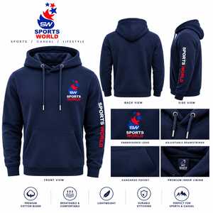 Sweat-shirt à capuche pour homme Sports World, pull à capuche avec logo brodé, poche kangourou, respirant, décontracté - Product Image 4