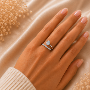 Superbe bague en diamant de laboratoire taille ovale, en argent 925 et or 9kt, 14kt, 18kt, pour femme, idéale comme bague de fiançailles - Product Image 2