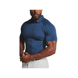 Polo de Algodón Azul de Manga Corta para Hombre, Color Sólido, Informal, Tejido Transpirable, Corte Regular - Product Image 5