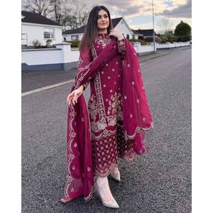 Parte superior e inferior de diseñador con Dupatta para ropa de fiesta Talla XL - Product Image 2