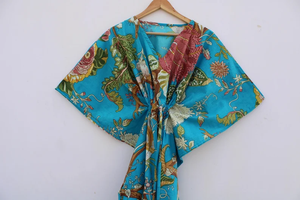 Vestido Kaftán Informal de Verano con Estampado Floral Tropical, sin Mangas, de Algodón, para Mujer, Ropa de Playa, Ropa de Estar por Casa, Textil Naaz - Product Image 6