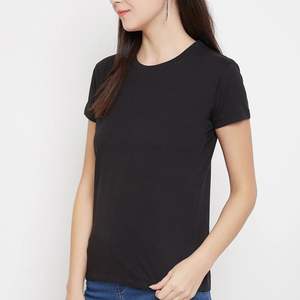 Camiseta de algodón personalizada para mujer, cuello redondo, manga corta, básica, lisa, suave, elástica, OEM, al por mayor, informal. - Product Image 4