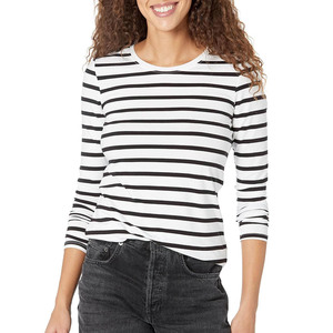 T-shirts à manches longues décontractés et sportifs pour femmes, grandes tailles, personnalisables avec logo, 100 % coton respirant, vente en gros - Product Image 1