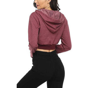 Sweat à capuche court pour femme, manches longues, imprimé abstrait, tricoté en polyester, décontracté, pour le printemps - Product Image 6