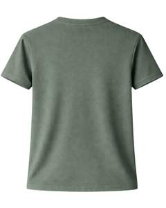 Camiseta Básica de Cuello Redondo para Mujer, Color Verde Oliva, Personalizada, Manga Corta, Algodón, Informal, Lisa, Verano, Streetwear, con Impresión de Logotipo Personalizado - Product Image 5