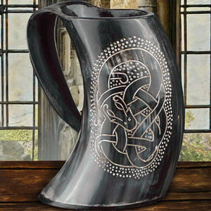 Mug en corne véritable, verre à bière en corne de buffle, idéal pour boire de la bière, du cidre, du vin, de l'alcool et autres boissons, qualité supérieure, sans métal. - Product Image 1