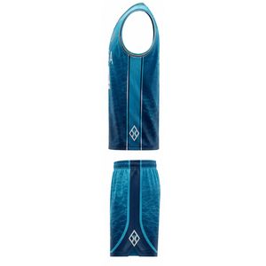 Ensemble de maillot de basket Aurora, col en V, sans manches, sublimé, respirant, coupe athlétique, pour adulte, unisexe, bleu 24 - Product Image 4