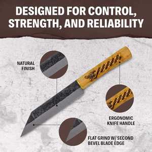 Cuchillo Bowie Nórdico Dragón Seax para Camping, Acero de Damasco, Mango de Madera, Hecho a Mano, Funda de Cuero Cosida, HRC60-65, OEM Industrial - Product Image 4