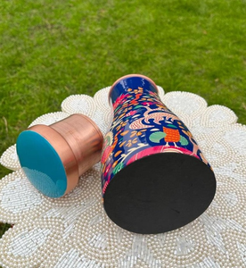 Floral Pattern <b>Copper</b> <b>Water</b> <b>Bottle</b> with Built 900ml Elegant Ayurvedic Hydration Drinkware Handmade Traditional <b>Copper</b> - Product Image 3