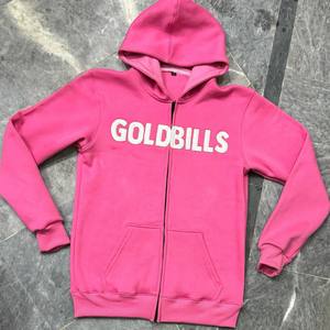 Sudadera con capucha de invierno 100% algodón rosa personalizada con cremallera completa, bordado de letras en relieve, estilo streetwear, fabricante mayorista - Product Image 6