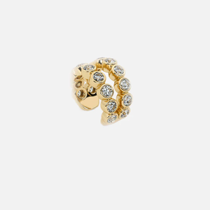 Two Row Diamond Ear Cuff Lab Grown Diamond 14K Gold VVS-VS Clarity Brilliant Cut Polished Finish No <b>Piercing</b> Minimalist <b>Earring</b> - Product Image 6