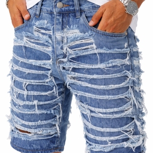 Pantalones Cortos de Mezclilla Desgastados para Hombre, Cintura Media, Estilo Casual de Verano, Lavado Claro, Tela de Algodón - Product Image 5