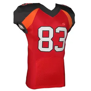 Camiseta de Fútbol Americano Roja y Blanca Personalizada, Uniforme de Equipo Personalizado, Ropa Deportiva Transpirable de Malla para Hombre y Mujer - Product Image 3