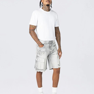 High Quality Summer <b>Men's</b> Solid Casual Denim Shorts Quick Dry Breathable 100% Polyester OEM Service <b>Men</b> Denim Shorts - Product Image 1