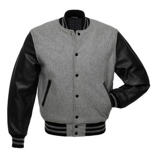Vestes de baseball personnalisées Varsity Lettermen, corps en laine verte, manches en cuir noir - Product Image 1