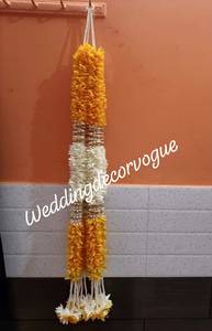 Yellow Marigold Artificial Mogra Gajra Flower Garland for Wedding Home Wall Hanging Pooja <b>Mandir</b> Back Decoration FLOWER HANGING - Product Image 6