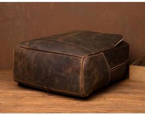 Versatile <b>Waterproof</b> Leather <b>Backpack</b> Anti-Theft Vintage Laptop Rucksack Genuine Leather Carrier LBP-0371 - Product Image 5