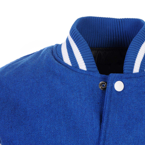 Blue <b>White</b> Varsity <b>Jacket</b> <b>Men</b> Preppy Style Regular Fit Turn-down Collar Button Closure Autumn Wear - Product Image 4